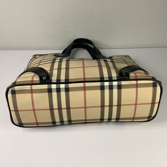 🛍BURBERRY Vintage Black Coated Canvas(PVC) House Check Tote Bag🛍 - Picture 3 of 8